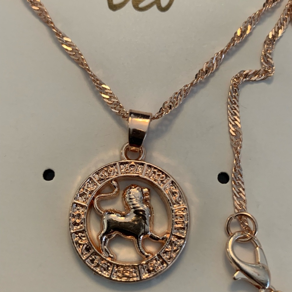 Leo Pendant on 19” Chain in Rose Gold - Picture 2 of 2